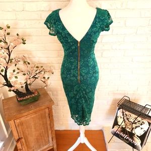 ABS Allen Schwartz Emerald Lace Midi Dress